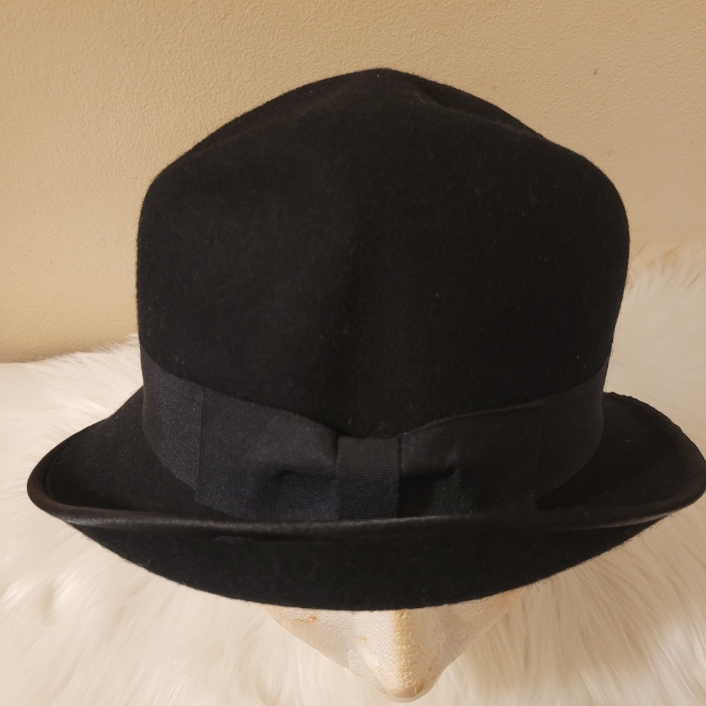 Le Chateau Women's Hat Black with Bow Ribbon Size 57 CM